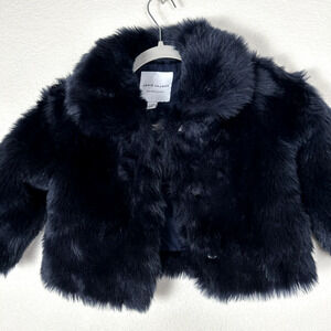 Janie and Jack Plush Faux Fur Jacket in Black